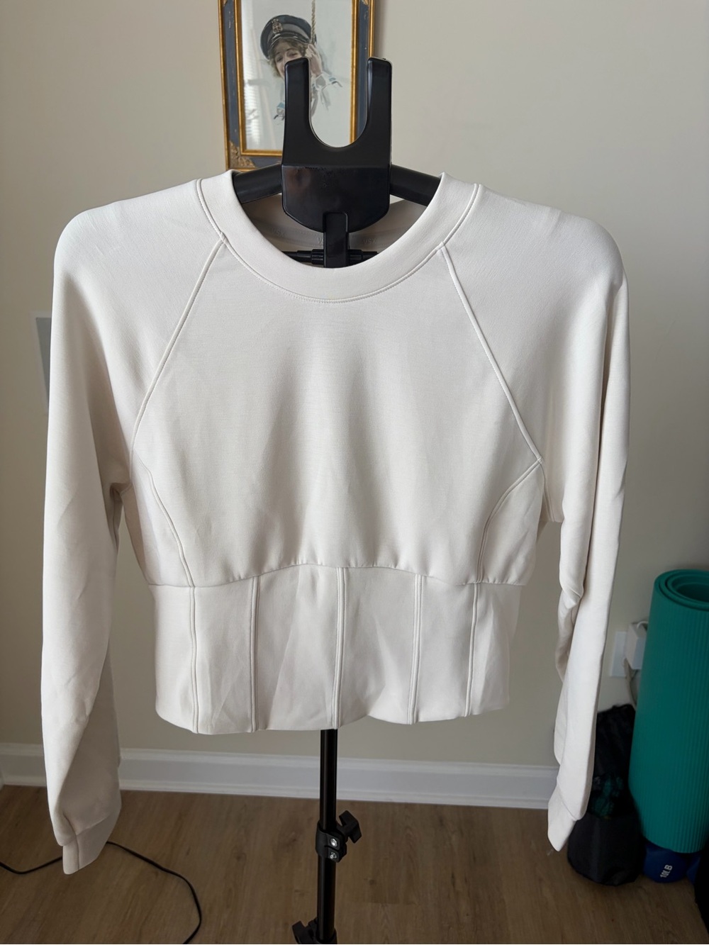 VSX (Victoria's Secret Sport) Fitted Peplum Sweatshirt — Ivory, Size L